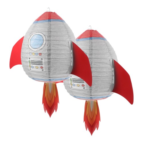 4 PCS Rocket Lantern Travel Theme Party Decorations Paper - Picture 9 of 12