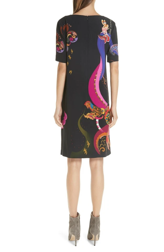 ETRO 黑色跳舞梦境文字粗体佩斯利印花换档鸡尾酒礼服 40 = 4 — 第 3/4 张图片