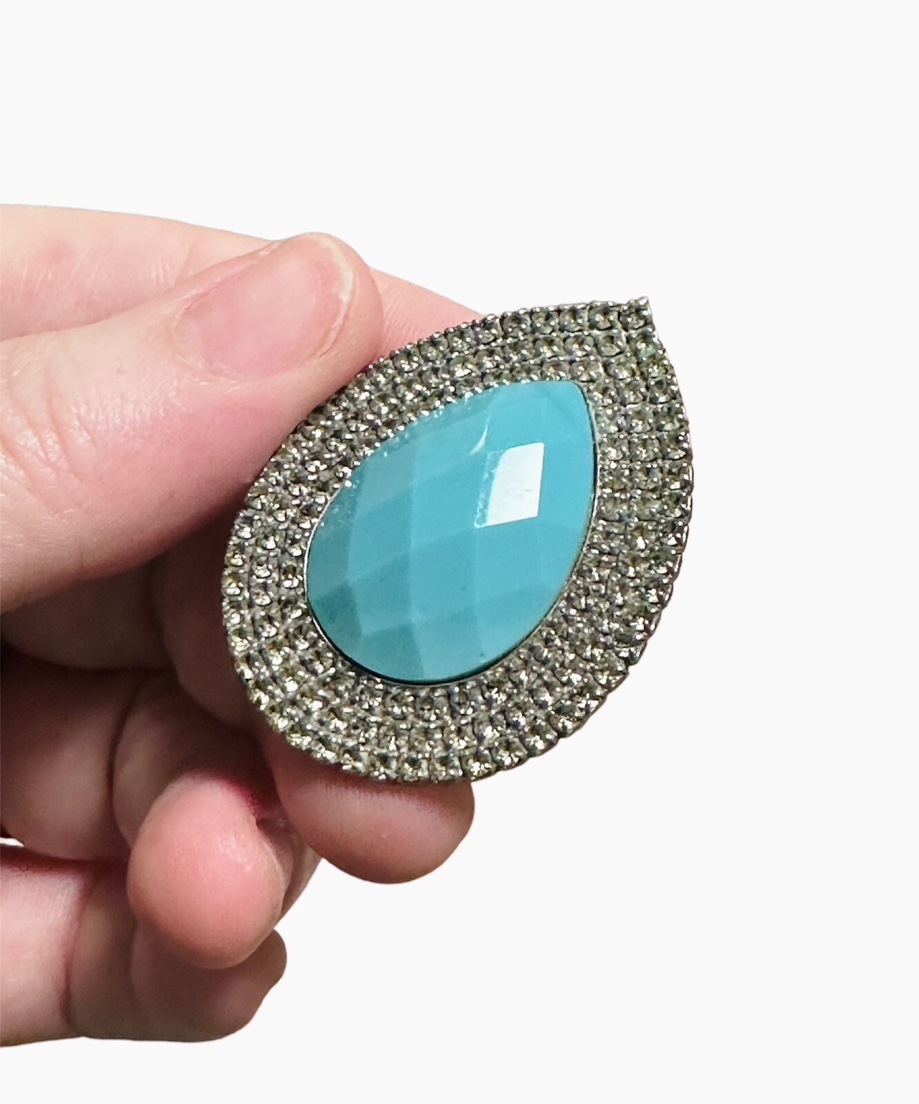 Bohemian Bardot Style Fashion Stone Turquoise Rhinestone Ring