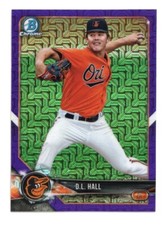 2018 Bowman Chrome Prospects Purple Refractor #BCP107 D.L. Hall 068/250