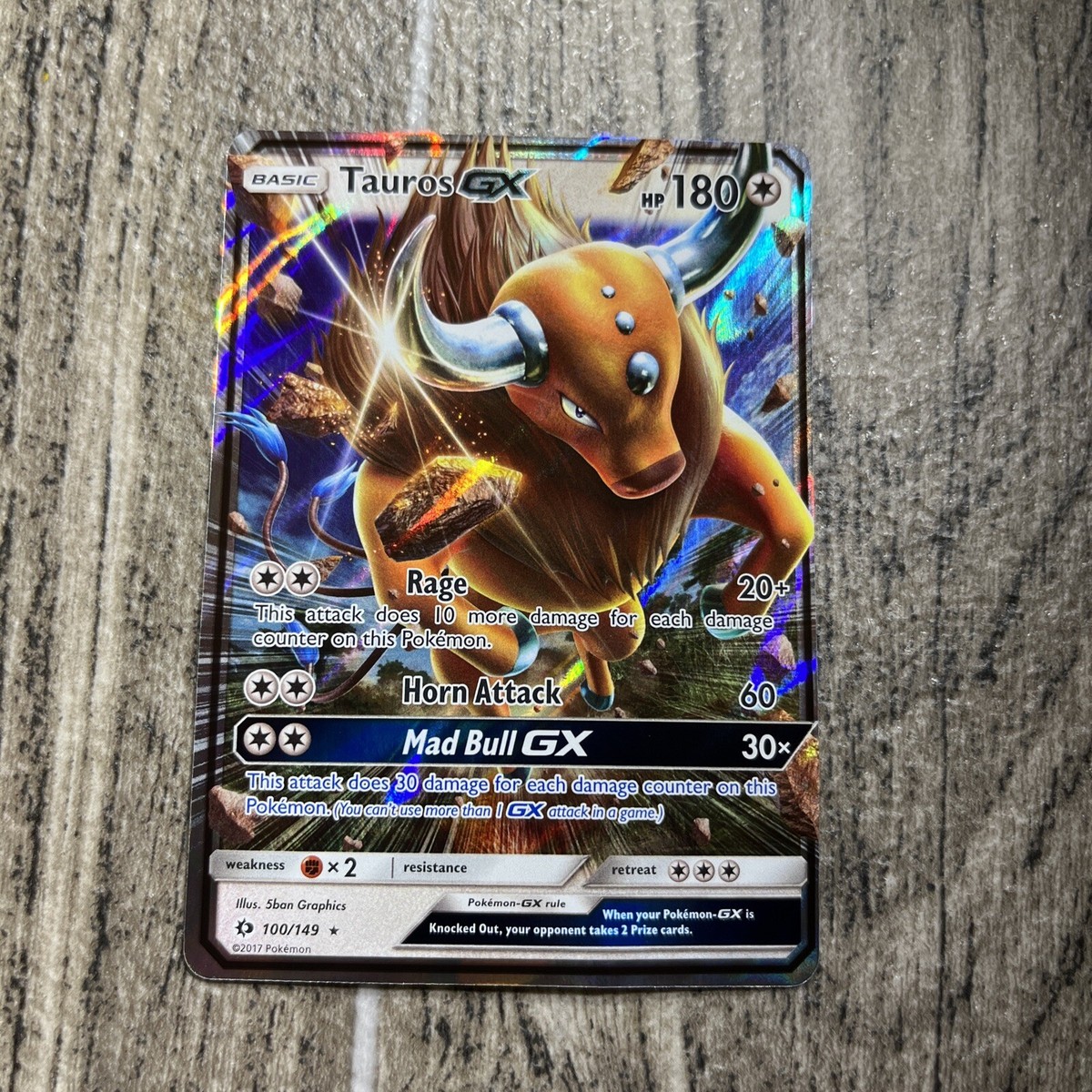 Tauros GX 100/149 Ultra Rare - Sun & Moon Base Set - Pokemon TCG