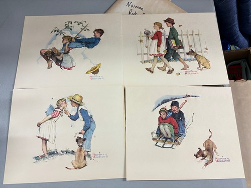 Norman Rockwell Set of 4 “Young Love” Embossed 8" X 10" Prints - Picture 2 of 10