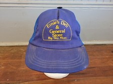 Vintage USA Made Dark Blue Mesh Snapback Trucker Hat Ernie's Deli