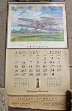 THOMPSON PRODUCTS AVIATION HISTORY 1958 ADVERTISING ARTIST COLOR CALENDAR