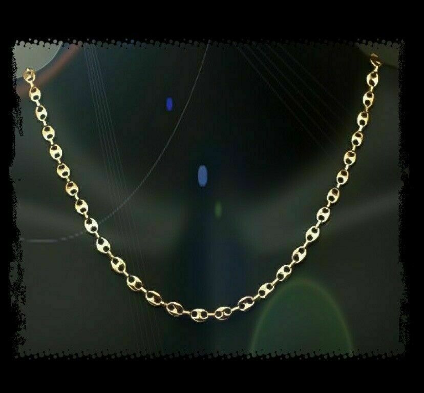 Cadena De Malla Grano De Café 50CM Baño De Oro 18 CARATS 750/1000 Joyería HOMBRE