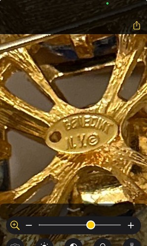Vintage Benedikt NY Lapislazuli Malteser Doppelkreuz goldfarbene Brosche signiert 2 Zoll - Bild 7 von 7