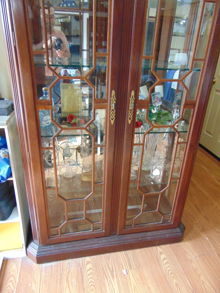 ВИНТАЖНЫЙ АМЕРИКАНСКИЙ ЧИППЕНДЕЙЛ СТИЛЬ КРАСНОЕ ДЕРЕВО ОСВЕЩЕННЫЙ ФАРФОРОВЫЙ КЛАТЧ - Изображение 2 из 4