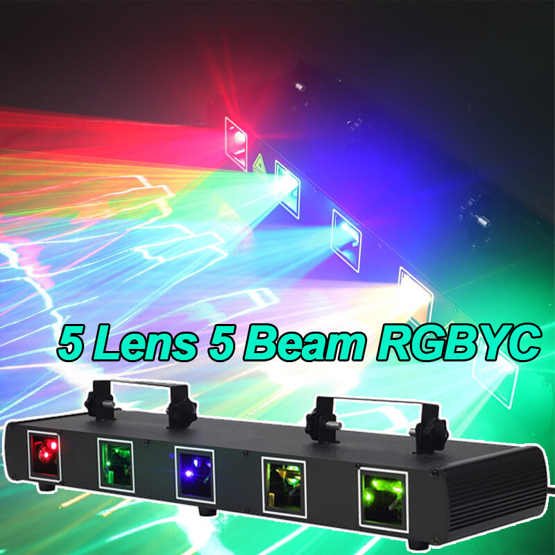 U`King Laser DJ light 5 Lens 5 Beam RGBYC Stage Disco Show DMX