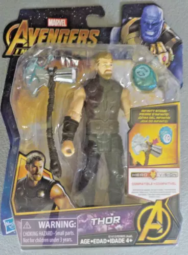 Thor Marvel Hasbro 2017 Avengers Infinity War sin usar, en caja con piedra 6" Hero Vision MiB
