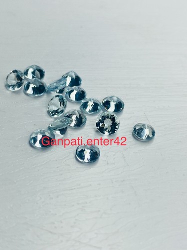 AQUAMARINE LOOSE GEMSTONE FACETED ROUND CUT 5x5 MM NATURAL CALIBRATED SIZE E - Picture 3 of 8