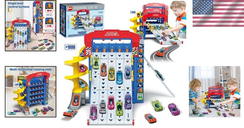 Interactive Sliding Multi-Level Car Parking Set with 10 Cars - So Much Fun! - Picture 2 of 14