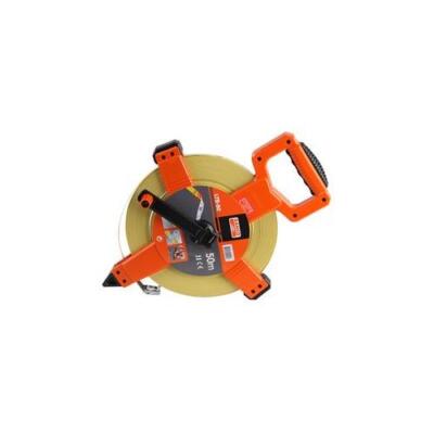 BAHCO LTS-50-E - Metric/Imperial Long Measuring Tape With Nylon Coated Blade And Open Case 50 M - Red Box Tools