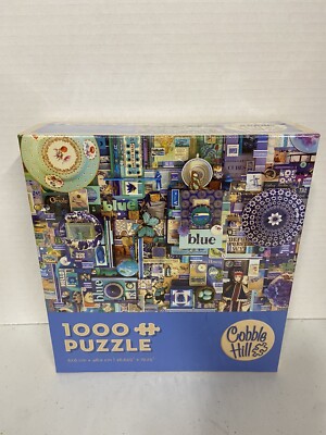 Cobble Hill Blue Jigsaw Puzzle - 1000 Piece Random Cut Puzzle With Linen Finish