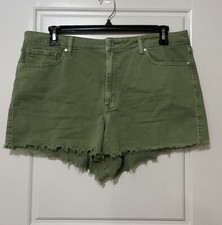 Eunina Lulu Super High Rise Cut Off Green Jean Shorts Woman s Size Extra Large
