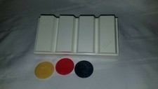 105 ROUND BAKELITE POKER CHIPS 3 MARBLE COLORS Red, Yellow, Blue Crisloid