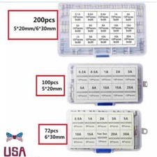 5x20mm Assorted Glass Fuses 6x30mm Box Fuse Quick Blow Fast Acting Tube Kit US