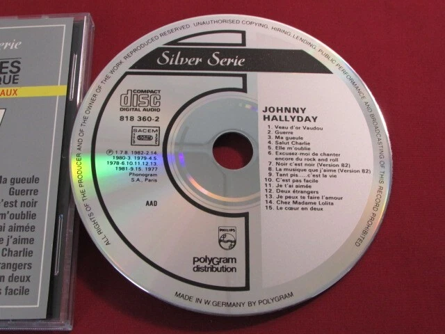 JOHNNY HALLYDAY SILVER SERIE 15 TRK GERMAN IMPORT CD CHANSON ROCK/POP ROCK OOP - Image 2 of 4