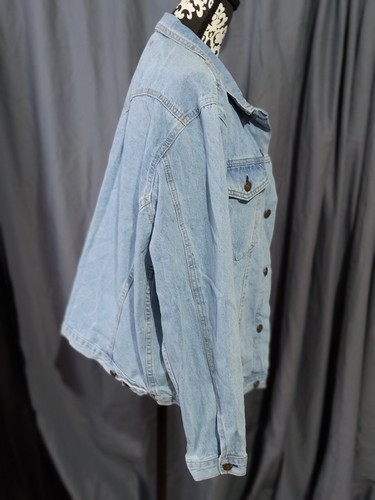 Chaqueta de mezclilla azul talla L manga larga botones de lavado ligero - Imagen 3 de 14