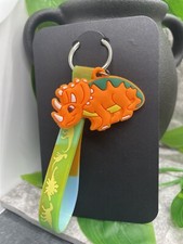 4" Silver-Tone Silicone Dinosaur Wristlet Keychain New Free Ship B1462