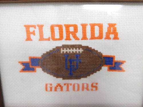 University of Florida UF Gators Football Cross Stitch Framed 8" by 6" Free ship - Picture 2 of 5