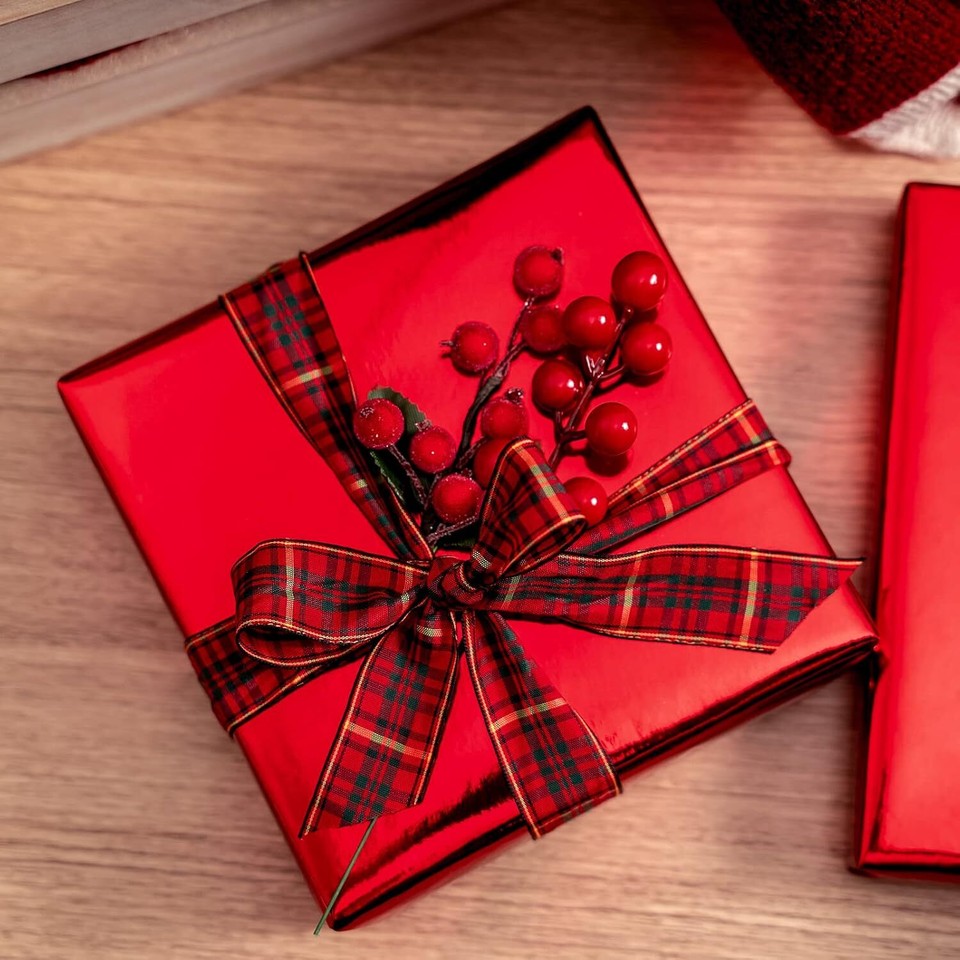 RUSPEPA Red Metallic Wrapping Paper 81.5 Sq Ft 30x393 Inch (Pack of 1