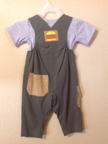 Harajuku Mini Baby Infant 2 Pc Outfit Blue Overalls Yellow T-Shirt size 9M - Picture 6 of 8