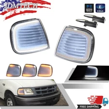 Clear Switchback LED Front DRL Turn Signal Corner Lights For Ford F-Series Truck