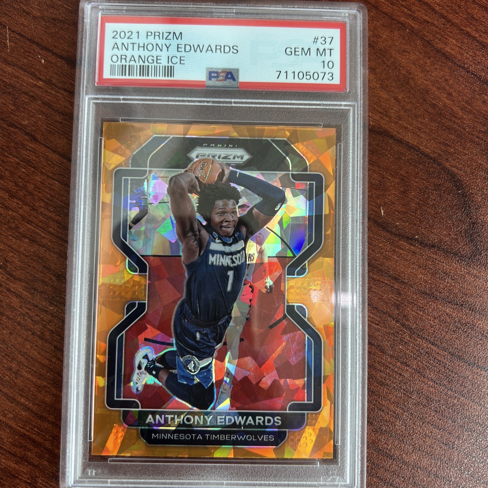 2021 Panini Prizm #37 Anthony Edwards Orange Cracked Ice PSA10🔥🔥🔥