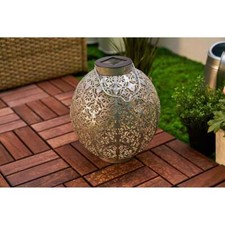 Lanterna solare LED Sunshine Aura argento Ø22 cm bianco caldo luce da giardino terrazza
