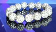 Sparkle Bead Handmade Stretch Bracelet Gift for Woman Beaded WHITE