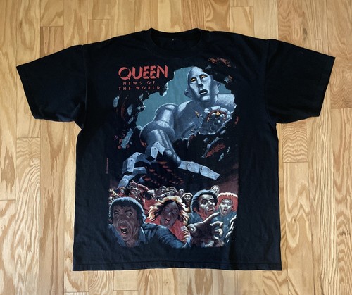 Vintage 2009 Queen News Of The World T Shirt Y2k Freddie Mercury Size XL