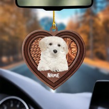 Personalized White Poodle Dog Ornament, Love White Poodle Dog Hanging Ornament