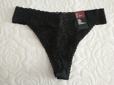 Hu0026M Womens Size L 3 Packs Black Lace V Shape Thong Panties Low Rise  Underwear | eBay