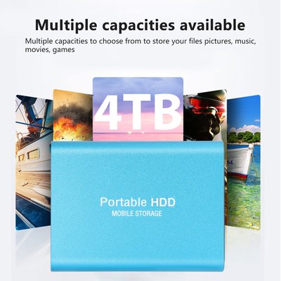 External Type-C Hard Drive, 1/2/4TB, High-Speed HDD for Fast Data Transfer