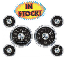 Stewart Warner 82246 - Power Series Blackwhite Face 6 Gauge Electric Speedo Kit