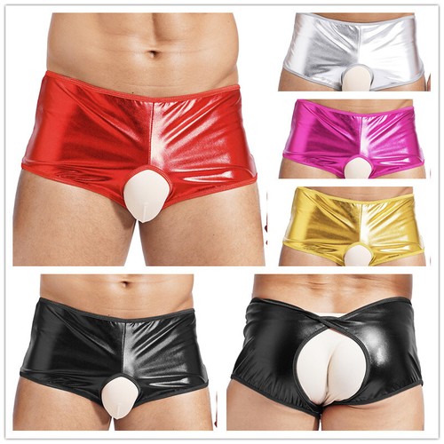 Mens Boxer Shorts Performance Briefs PU Leather Panties Thong Underwear Exotic - Picture 3 of 50