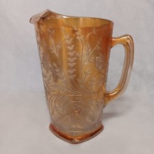 Jeanette Floragold Louisa Pitcher 64 oz 9" Iced Lip Depression Glass