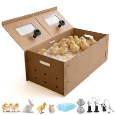 Extra Large 33" Chick Brooder Box for 40 Chicks, Dual 75W Heat Lamps, Adjustable