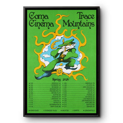 Coma Cinema Trace Mountains Spring Tour 2026 Indie Rock Concert Poster