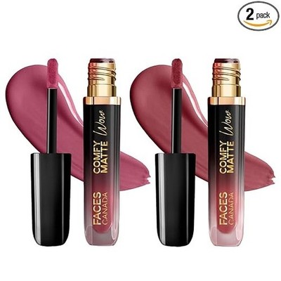 FACES CANADA Comfy Matte Wow Liquid Lipstick - The Soft Edit, (3.8ml x 2) | Pink