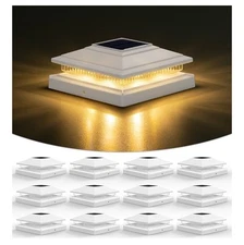 Solar Post Cap Light Outdoor Waterproof 12Pack,Solar Fence - Post Lights for 4X4