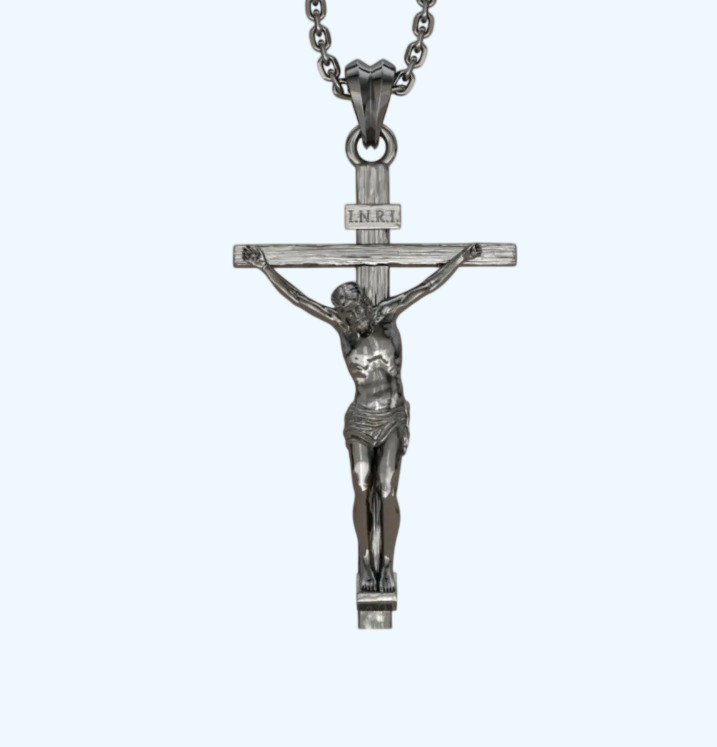 Collar crucifijo de Jesús de plata de ley 925 - colgante de cruz cristiana, u...