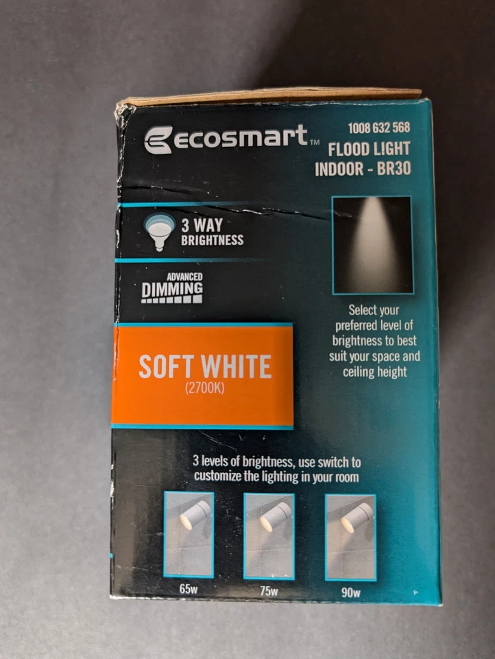 1 New Ecosmart Soft White BR30 LED Bulb 1008632568 Indoor Dimmable - Image 3 of 4