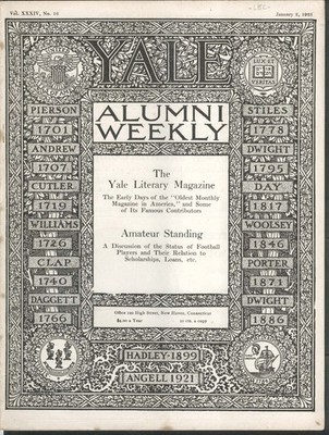 YALE ALUMNI WEEKLY Ante-Bellum Days of Literary Magazine Lounsbury 1/2 1925