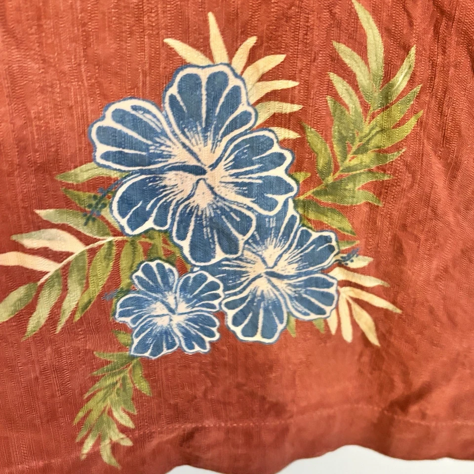 TOMMY BAHAMA Men’s Brick Red Embroidered Silk WITH A TWIST Button Up Shirt XXL - Image 4 of 4