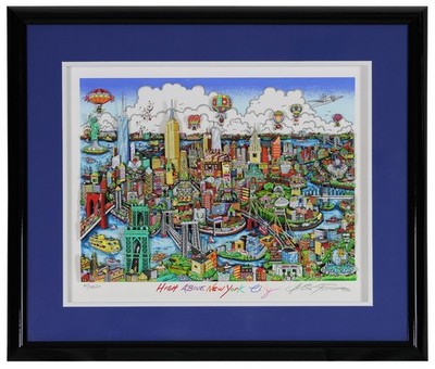 Charles Fazzino アート作品 27/300 Charles Fazzino Signed High Above NY Custom Framed 3-D Pop Art LE