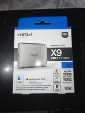 CRUCIAL X9 PRO FOR MAC / PC 2TB USB C PORTABLE SSD NEW, SEALED IP5 Water Shock