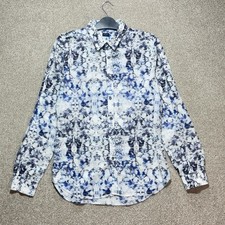Paul Smith PS Shirt Mens Medium Slim Fit Blue Abstract Pattern Designer