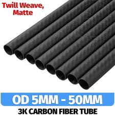 Twill Weave, Matte 3K Carbon Fiber Tube 200/300/500 mm OD 5‑50 mm Roll Wrapped