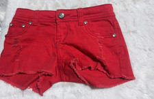 RUE 21 RED JEAN SHORTS DISTRESSED 0/1